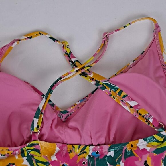 Anne Cole Size Large Orange Floral Tankini Top Adj Straps Removable Padding NWT - Picture 8 of 15